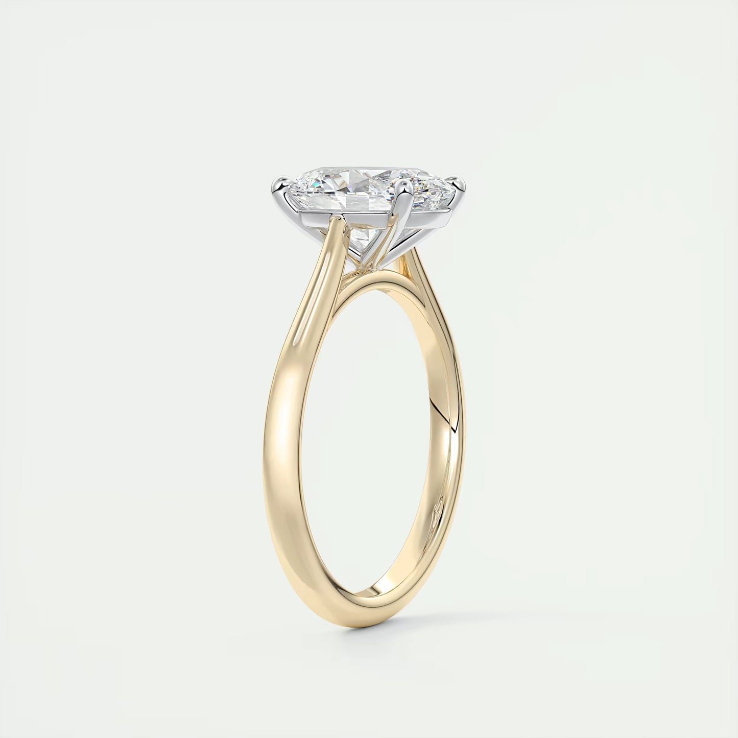 2.00 Ct The Cathedral Two Tone Oval Gold Cathedral Solitaire with Prongs Engagement Ring