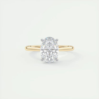 2.00 Ct The Cathedral Two Tone Oval Gold Cathedral Solitaire with Prongs Engagement Ring