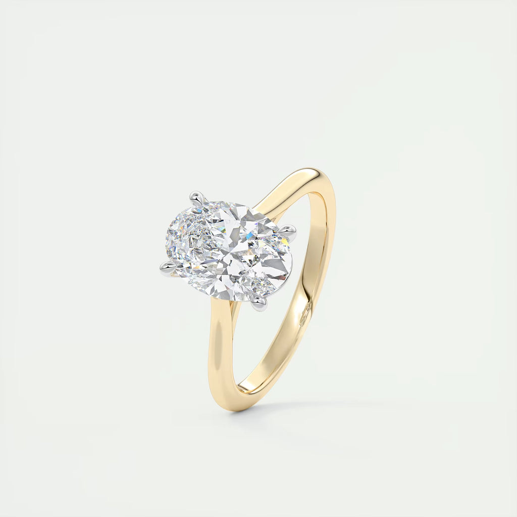 2.00 Ct The Cathedral Oval Gold Cathedral Solitaire with Prongs Engagement Ring