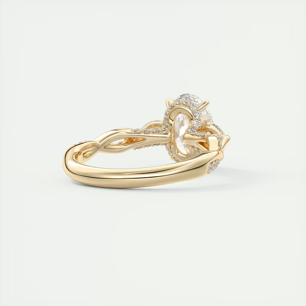 2.75 Ct The Full Bloom Oval - Twisted Pave Oval Solitaire Three Stone Engagement Rings