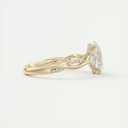 2.75 Ct The Full Bloom Oval - Twisted Pave Oval Solitaire Three Stone Engagement Rings