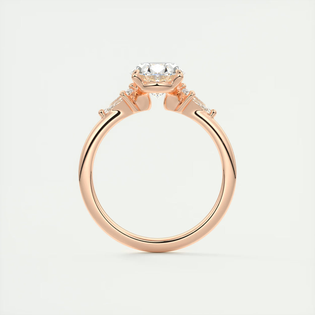 2.10 Ct Plunge Center Stone Oval & Side Stone Kites Engagement Rings