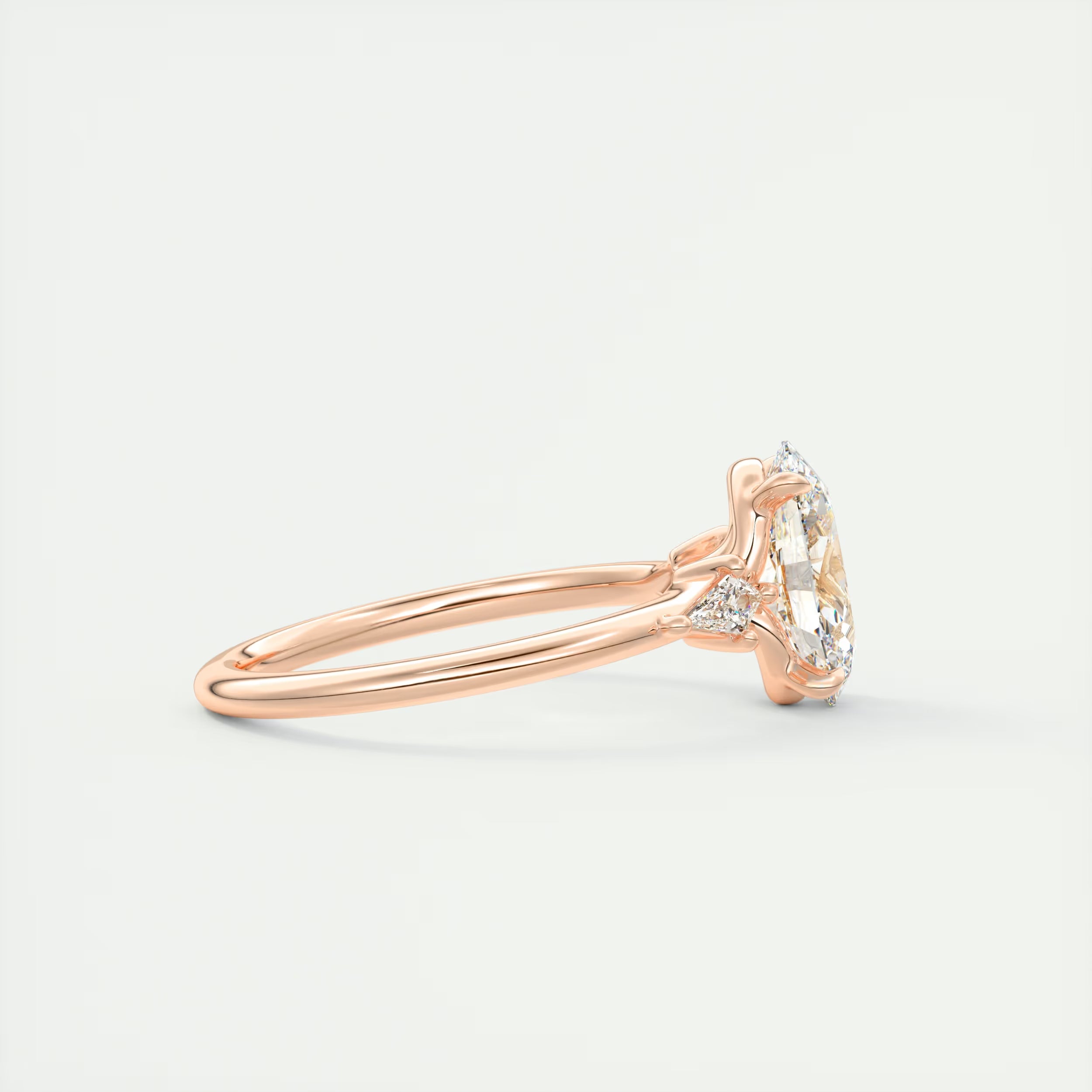 2.10 Ct Plunge Center Stone Oval & Side Stone Kites Engagement Rings