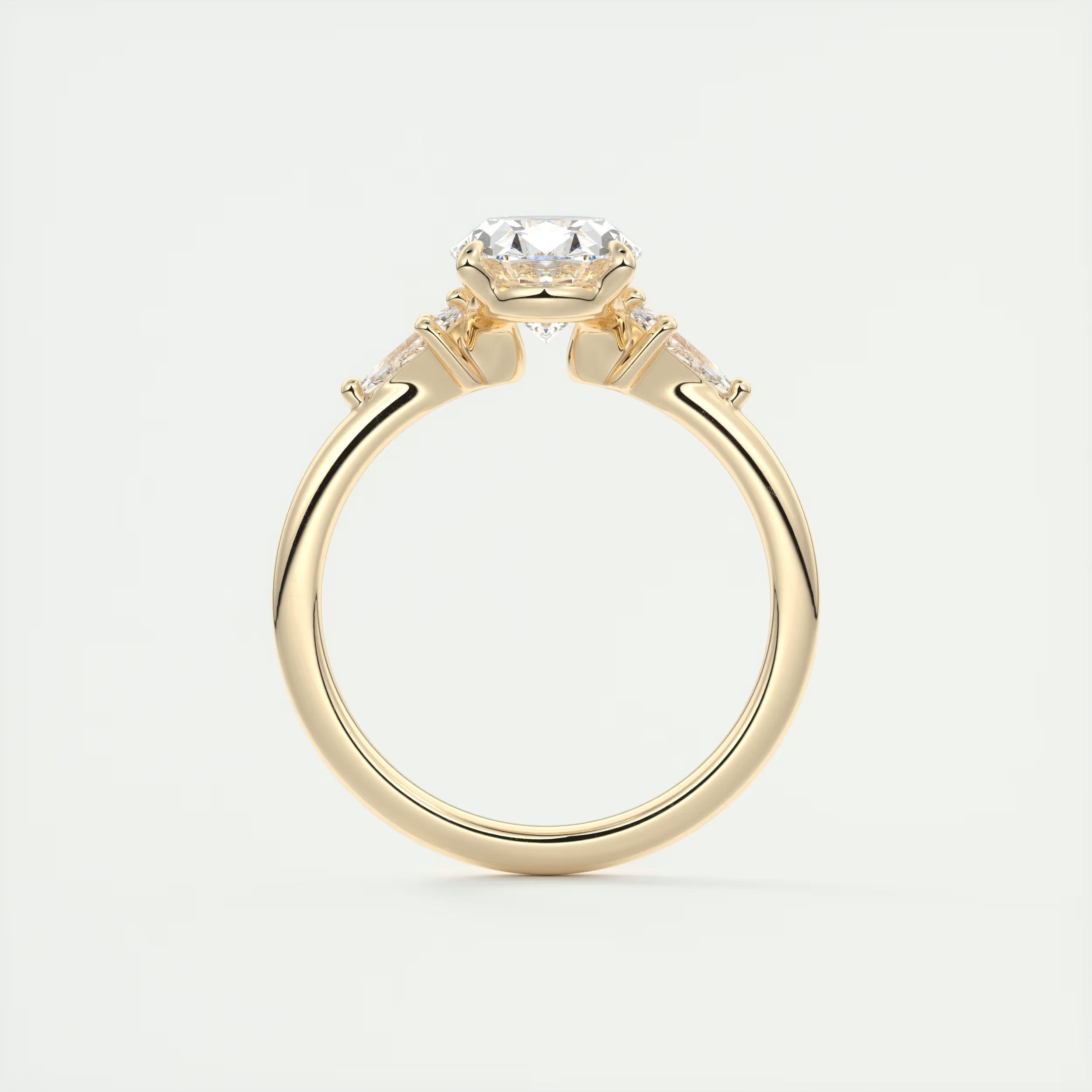 2.10 Ct Plunge Center Stone Oval & Side Stone Kites Engagement Rings