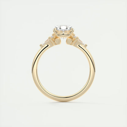 2.10 Ct Plunge Oval &Kites Three Stone Engagement Rings