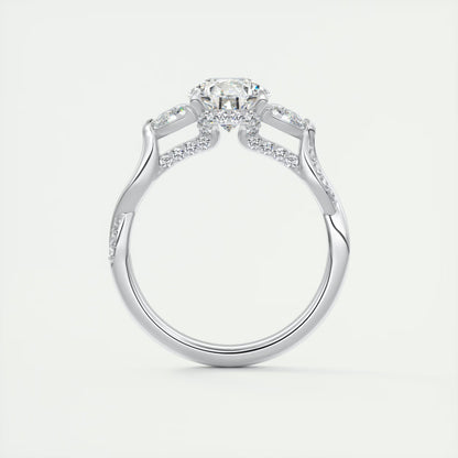 2.75 Ct  The Full Bloom Pear - Twisted Pave Pear Solitaire Three Stone Engagement Rings