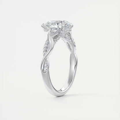 2.75 Ct  The Full Bloom Pear - Twisted Pave Pear Solitaire Three Stone Engagement Rings