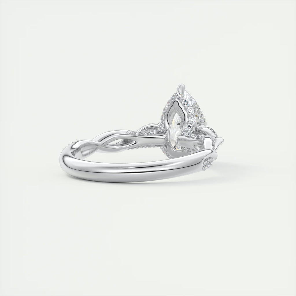 2.75 Ct  The Full Bloom Center Stone Pear & Side stone Round Solitaire Three Stone Engagement Rings