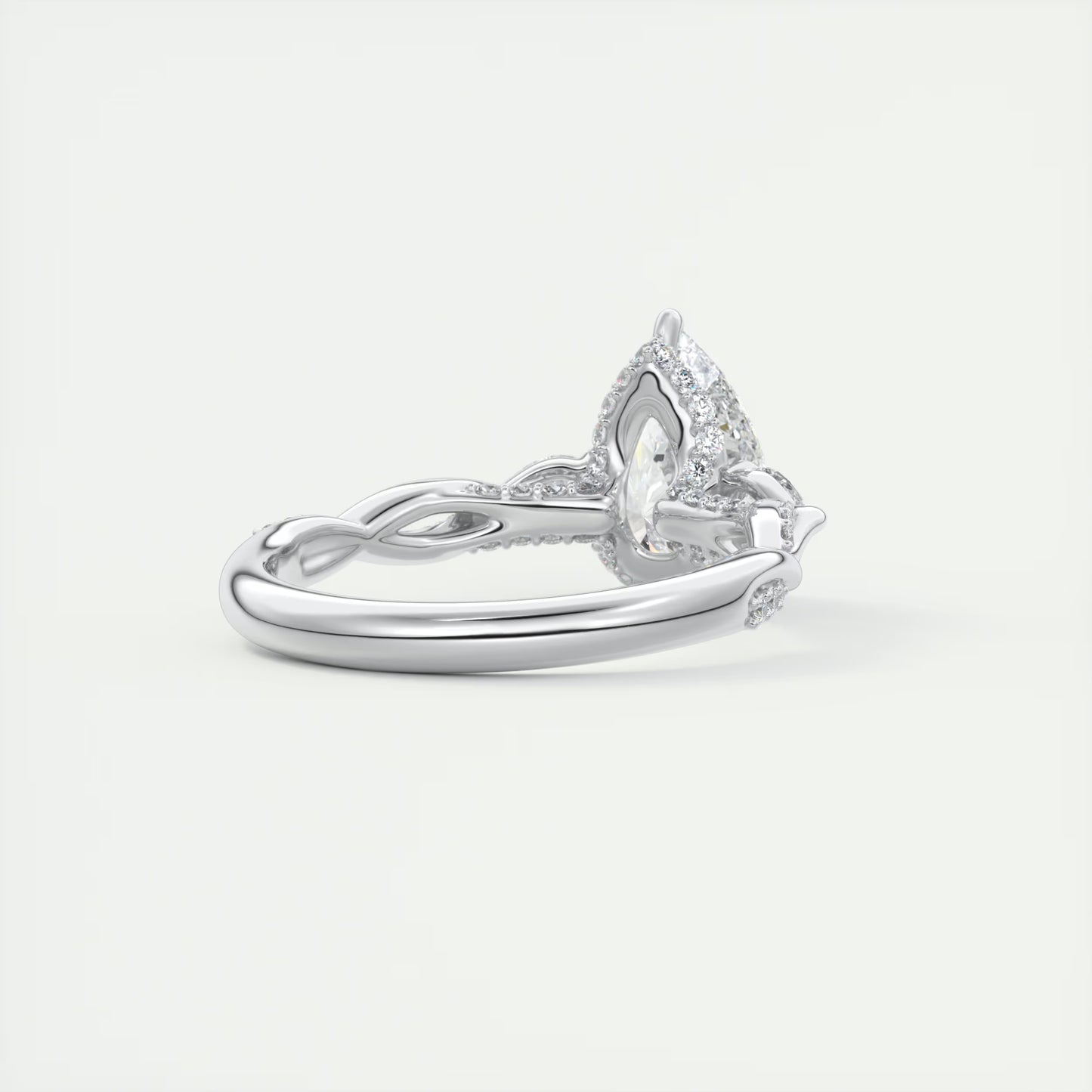 2.75 Ct  The Full Bloom Pear - Twisted Pave Pear Solitaire Three Stone Engagement Rings