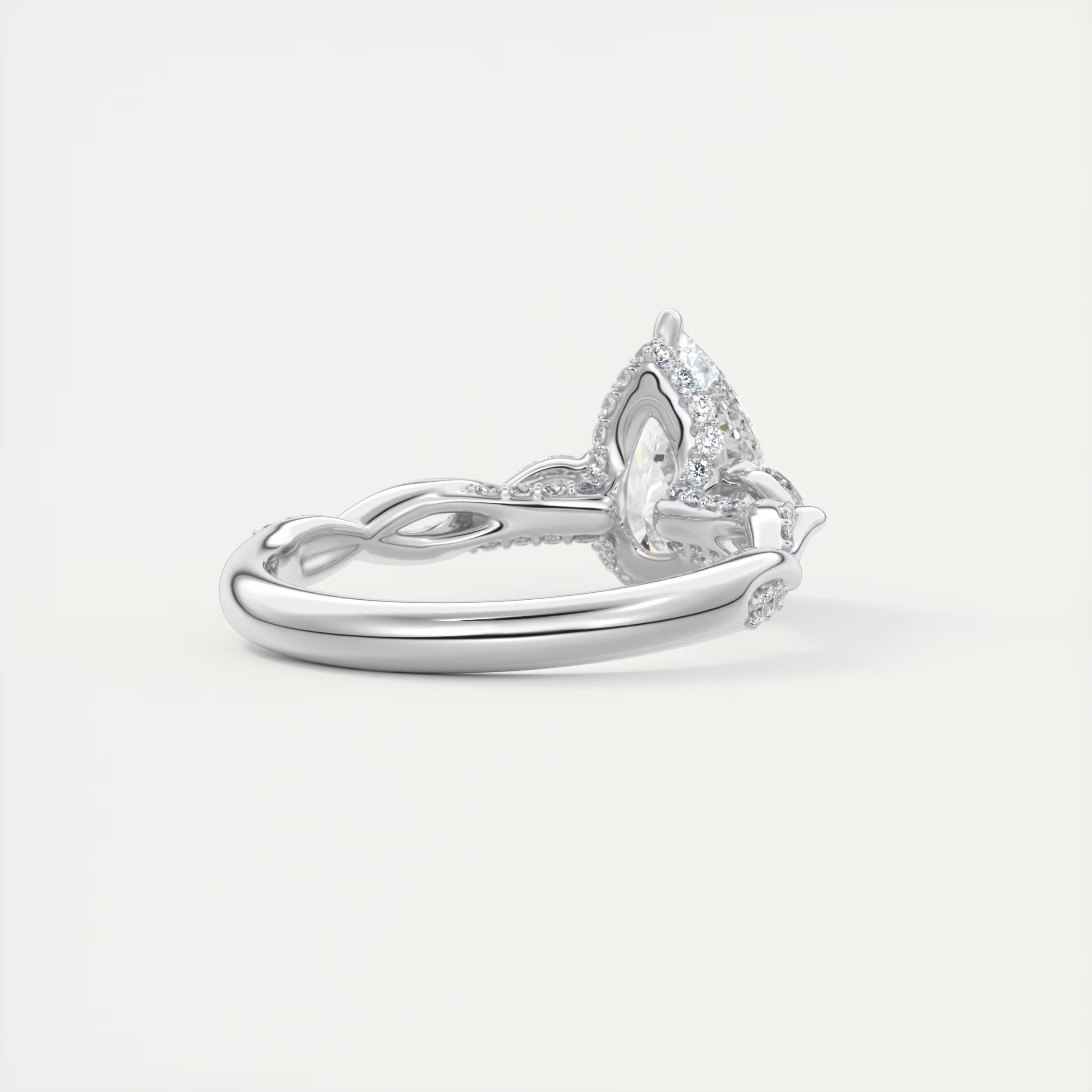 2.75 Ct  The Full Bloom Center Stone Pear & Side stone Round Solitaire Three Stone Engagement Rings