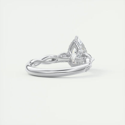 2.75 Ct  The Full Bloom Pear - Twisted Pave Pear Solitaire Three Stone Engagement Rings
