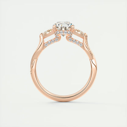 2.75 Ct  The Full Bloom Pear - Twisted Pave Pear Solitaire Three Stone Engagement Rings