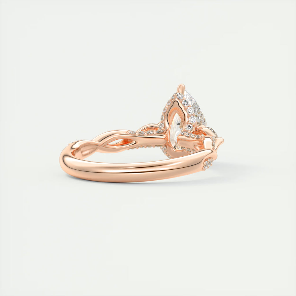 2.75 Ct  The Full Bloom Center Stone Pear & Side stone Round Solitaire Three Stone Engagement Rings