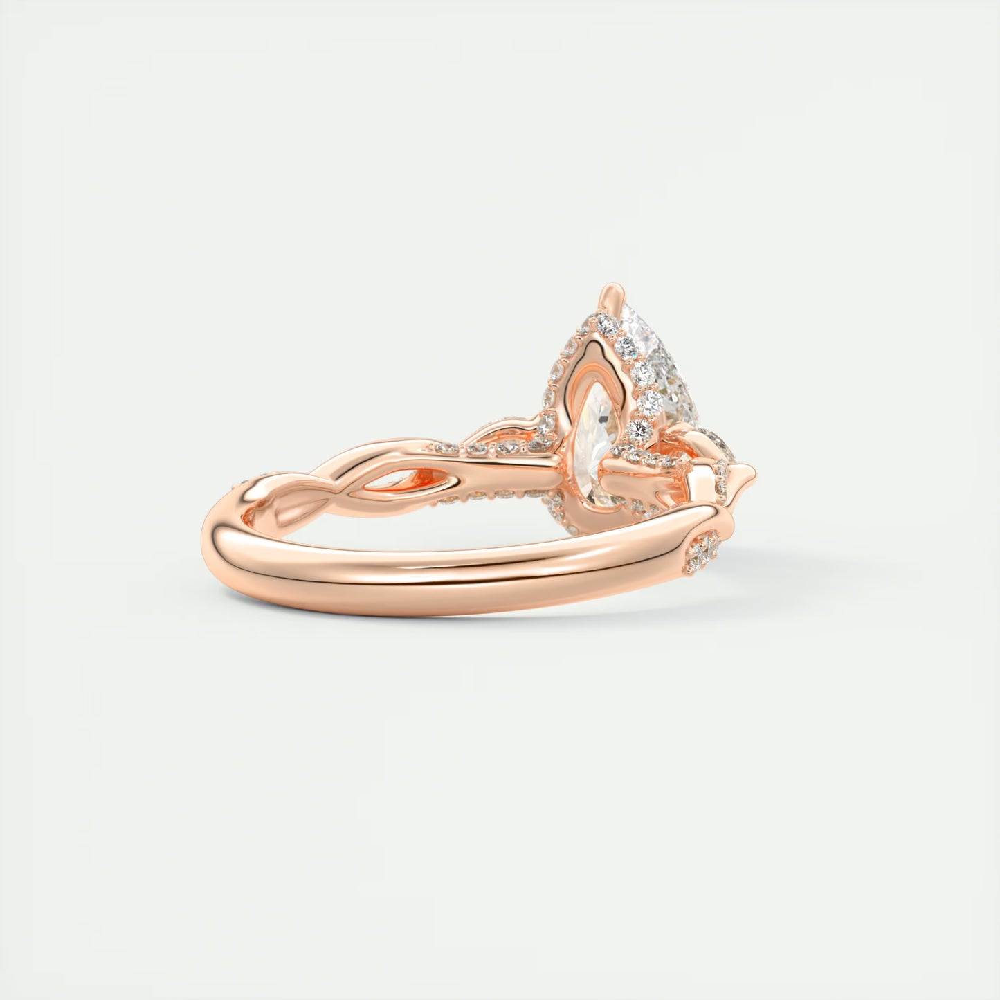2.75 Ct  The Full Bloom Pear - Twisted Pave Pear Solitaire Three Stone Engagement Rings