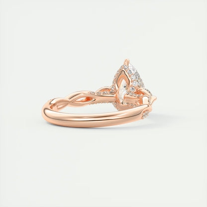 2.75 Ct  The Full Bloom Pear - Twisted Pave Pear Solitaire Three Stone Engagement Rings