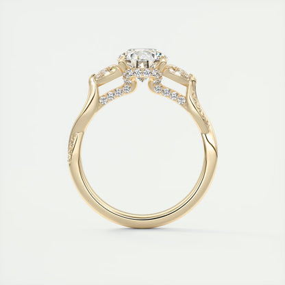 2.75 Ct  The Full Bloom Pear - Twisted Pave Pear Solitaire Three Stone Engagement Rings