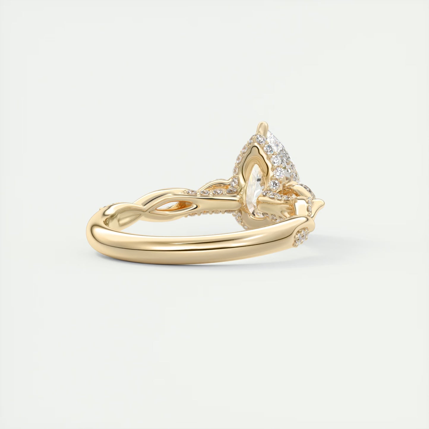 2.75 Ct  The Full Bloom Pear - Twisted Pave Pear Solitaire Three Stone Engagement Rings