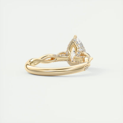 2.75 Ct  The Full Bloom Pear - Twisted Pave Pear Solitaire Three Stone Engagement Rings