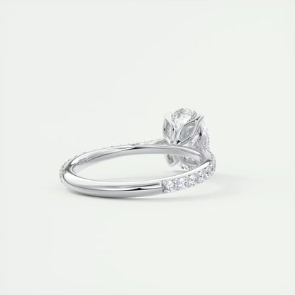 1.85 Ct Cathedral Royale Pavé Oval Floral Solitaire Ring