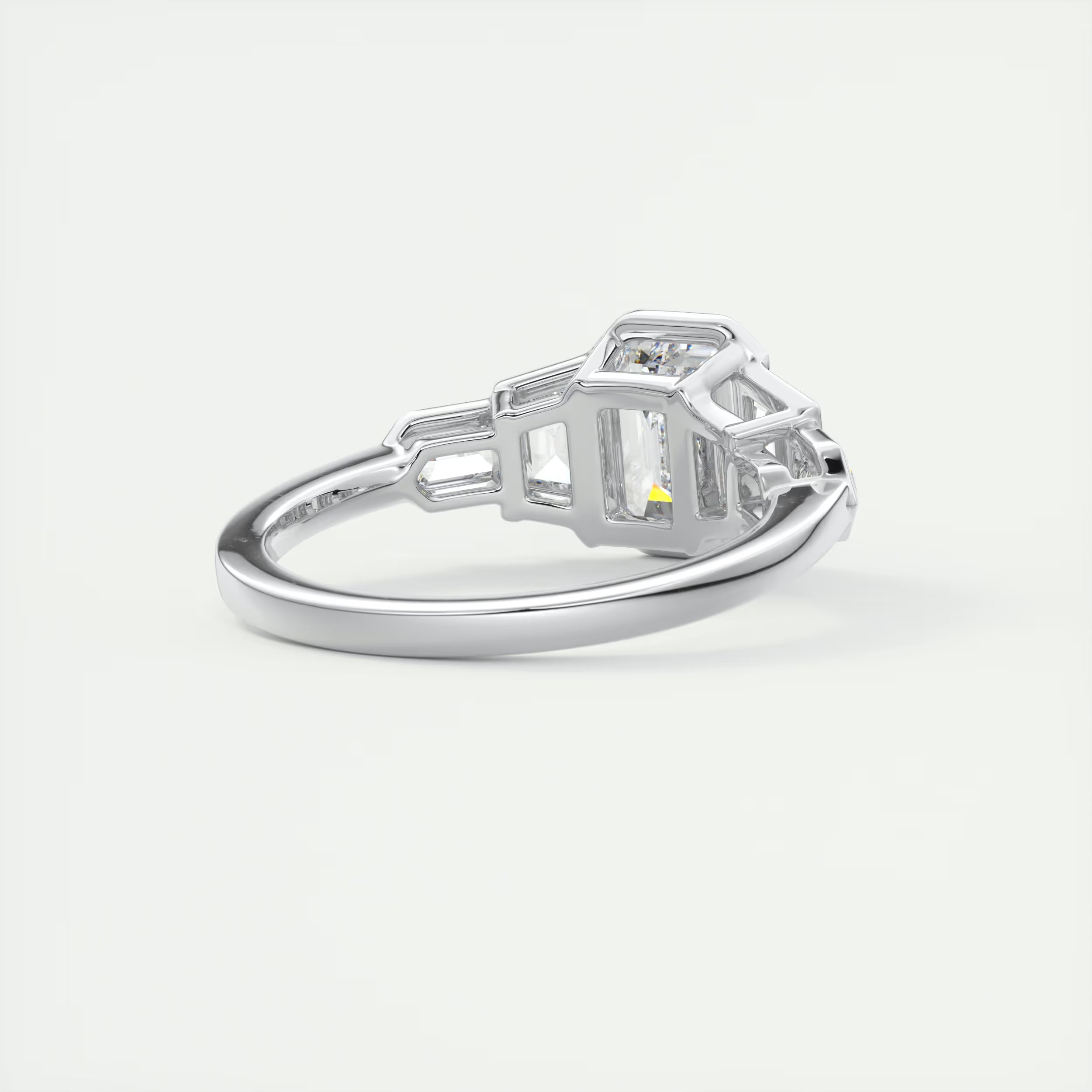 2.16 Ct The Deco Center Stone Emerald - The Deco Five Stone Ring Engagement Rings