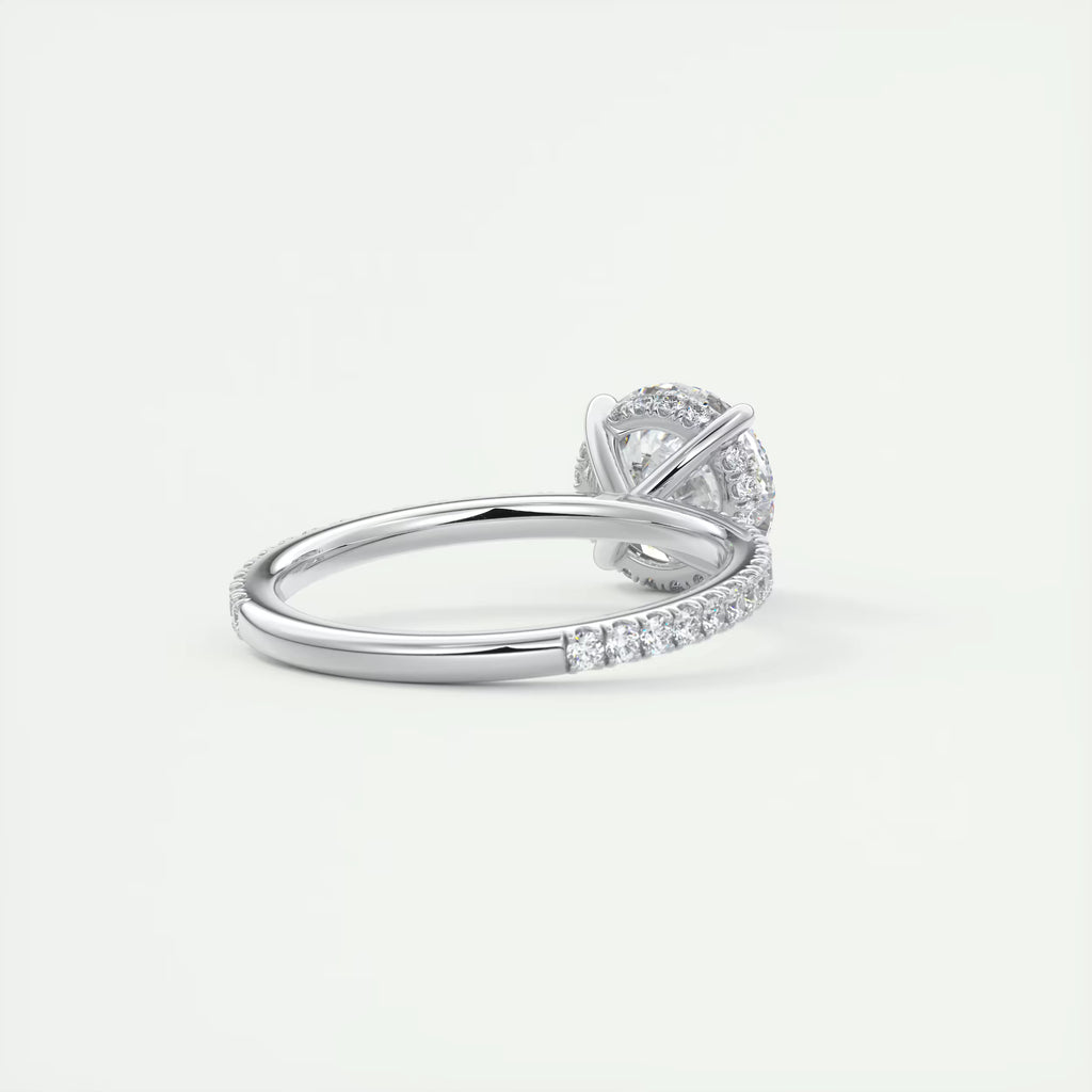 2.50 Ct Round Solitaire Ring with 3/4 French Set Pave & Hidden Halo Engagement Rings