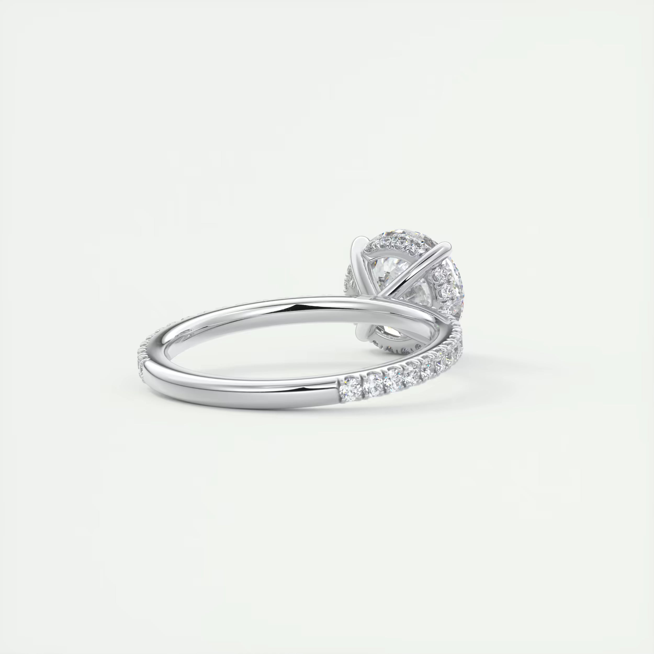 2.50 Ct Round Solitaire Ring with 3/4 French Set Pave & Hidden Halo Engagement Rings