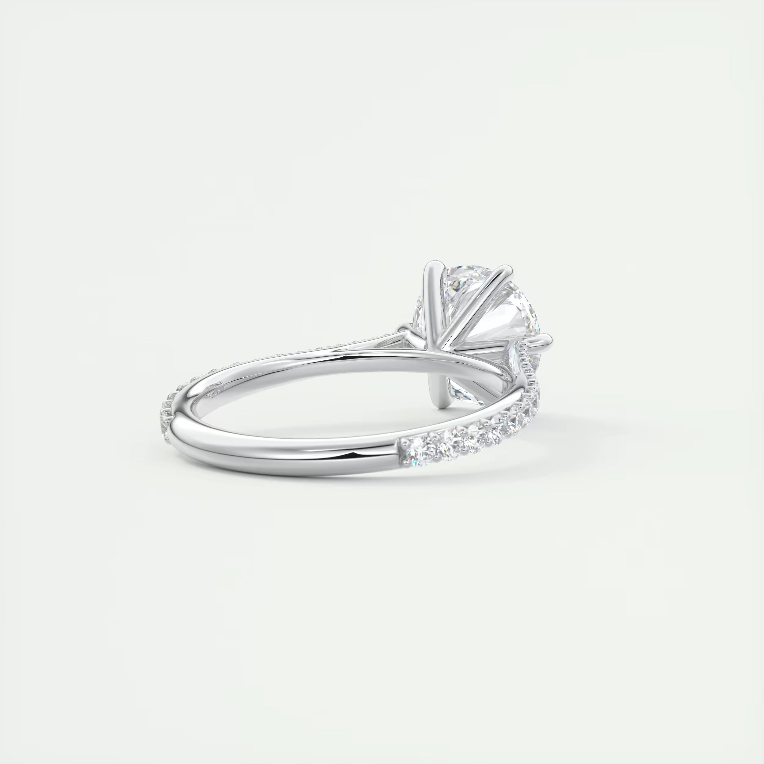 2.30 Ct The Six Point Cathedral Pavé Round Solitaire Rings