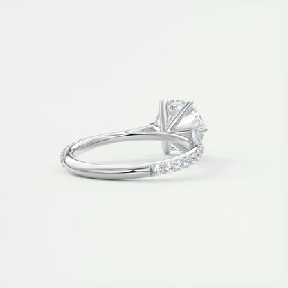 2.30 Ct The Six Point Cathedral Pavé Round Solitaire Ring