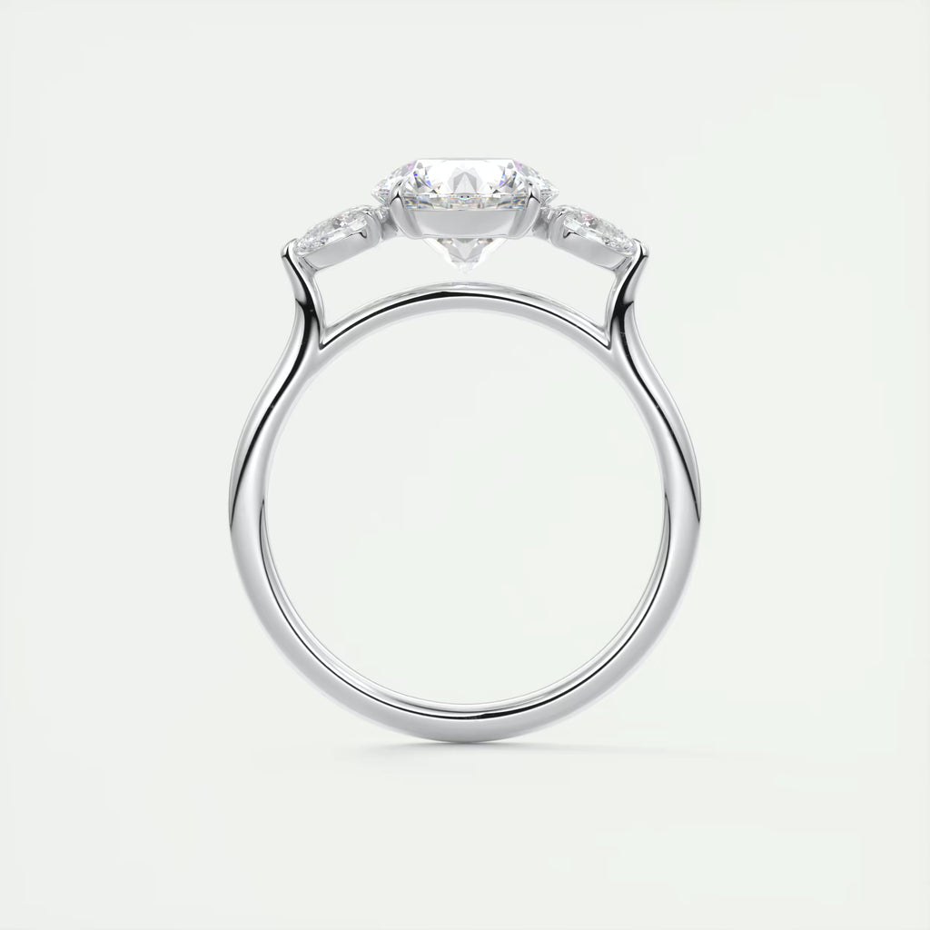 2.80 Ct Round Solitaire Ring Side Stone Three Stone Diamond Engagement Rings