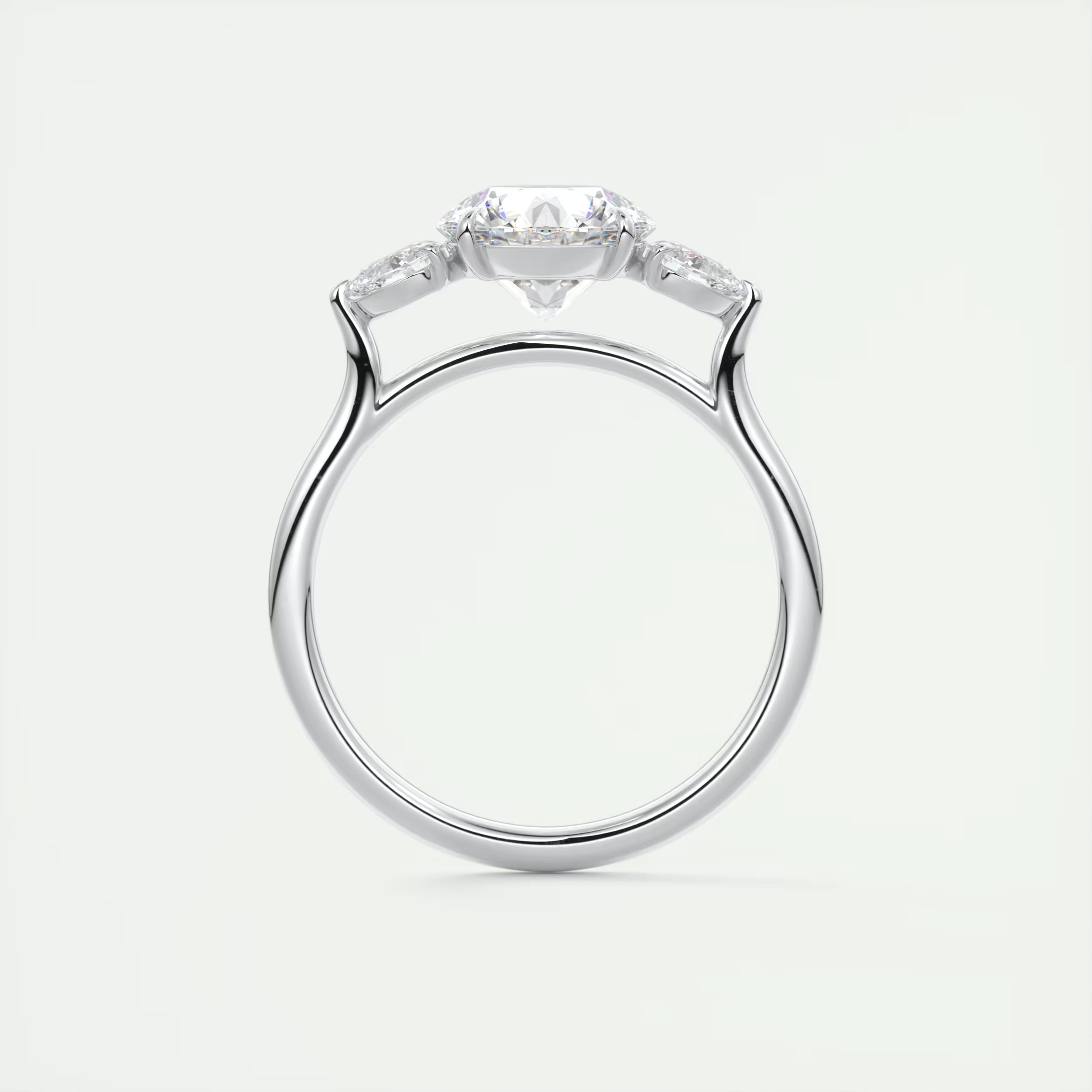 2.80 Ct Round Solitaire Ring Side Stone Three Stone Diamond Engagement Rings