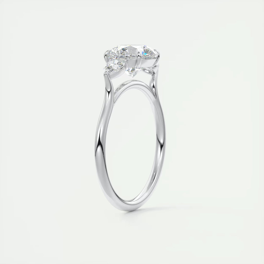 2.80 Ct Round Solitaire Ring Side Stone Three Stone Diamond Engagement Rings