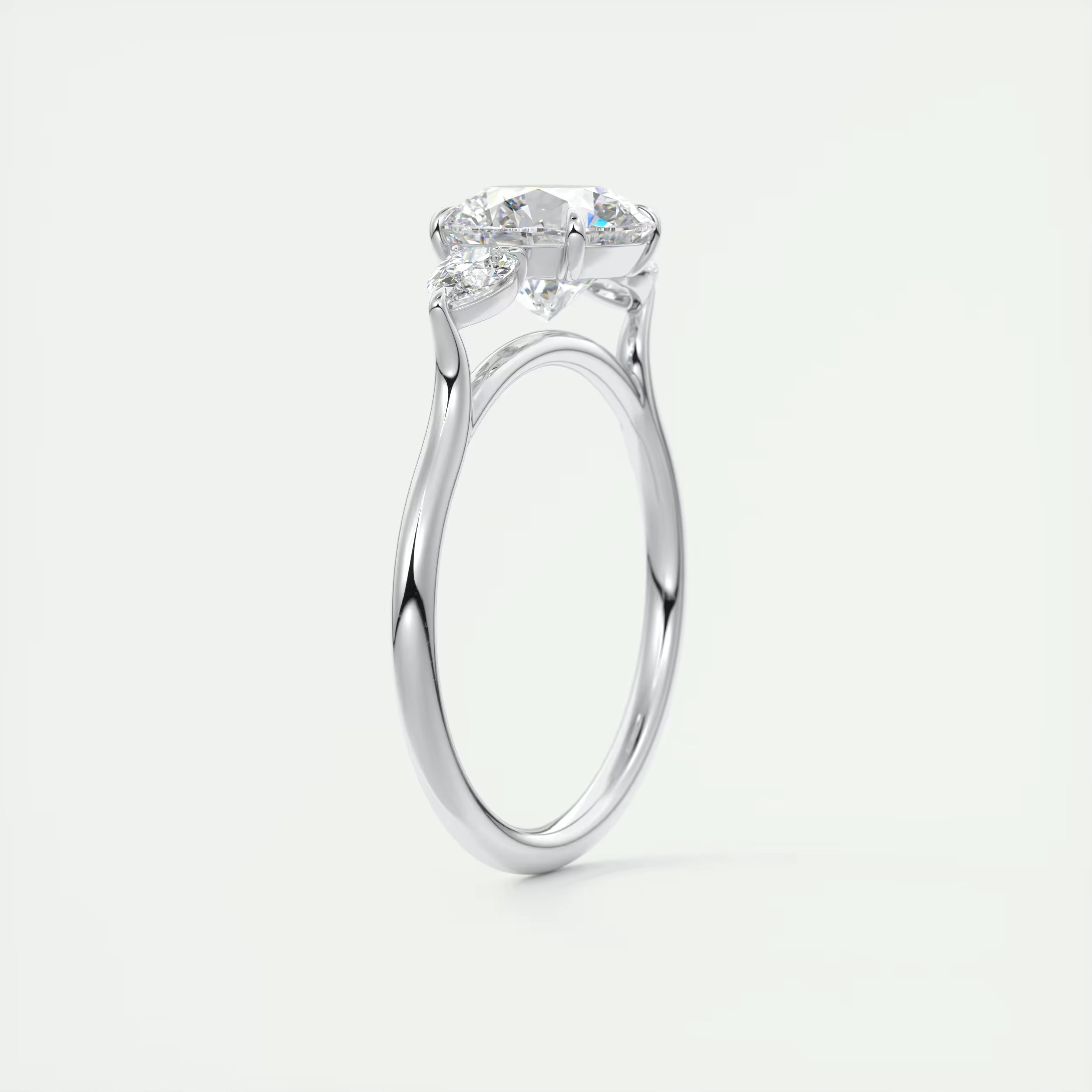 2.80 Ct Round Solitaire Ring Side Stone Three Stone Diamond Engagement Rings