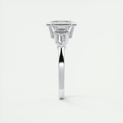 2.16 Ct The Deco Bullet & Trapezoid &Emerald - The Deco Five Stone Ring Engagement Rings