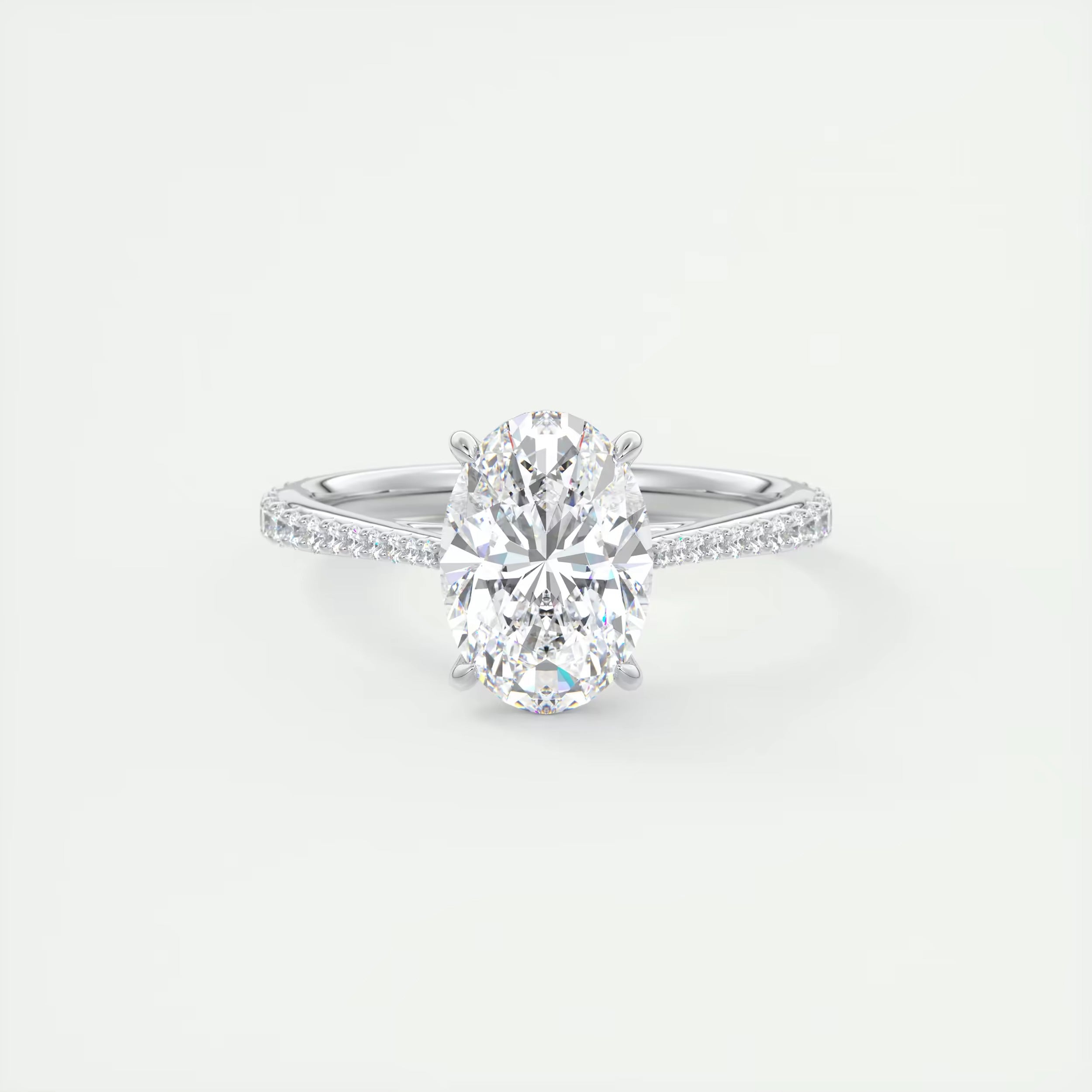 2.30 Ct The Cathedral Pavé Oval Solitaire Cathedral Pavé Setting Ring