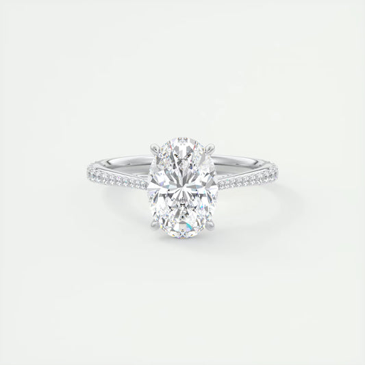 2.30 Ct The Cathedral Pavé Oval Solitaire Cathedral Pavé Setting Ring