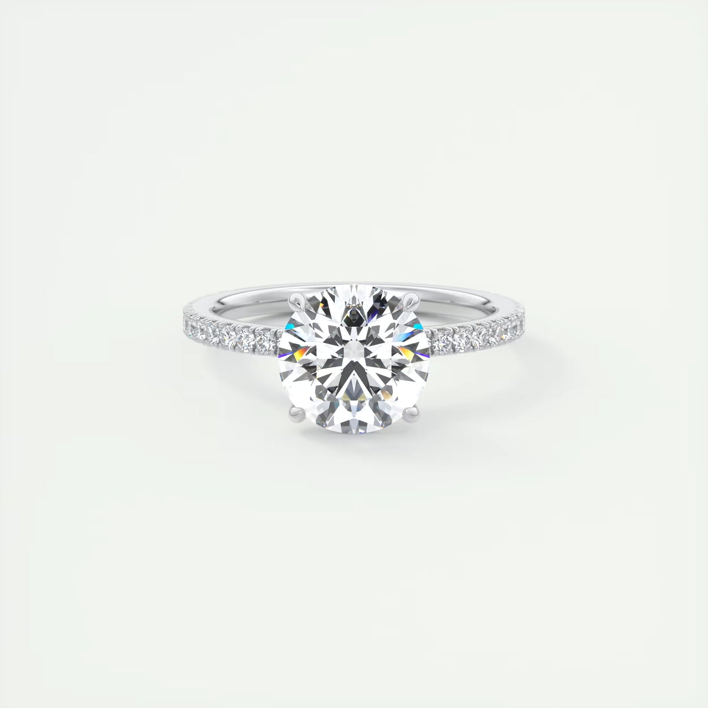 4-5 GM Round Solitaire Ring with 3/4 French Set Pave Engagement Rings