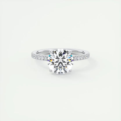 4-5 GM Round Solitaire Ring with 3/4 French Set Pave Engagement Rings