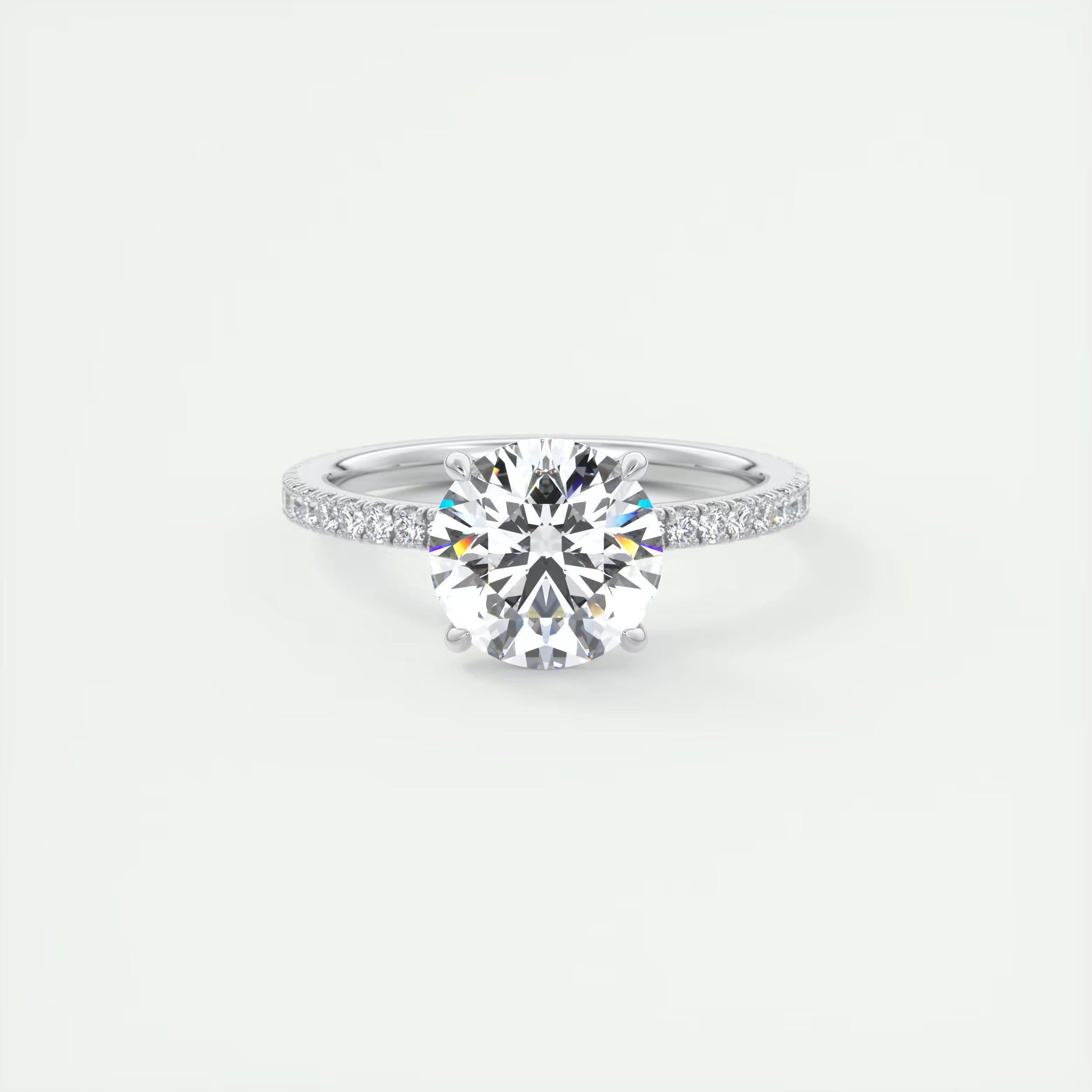 2.25 Ct Harper Classic Pavé Round Solitaire Pavé Setting Rings