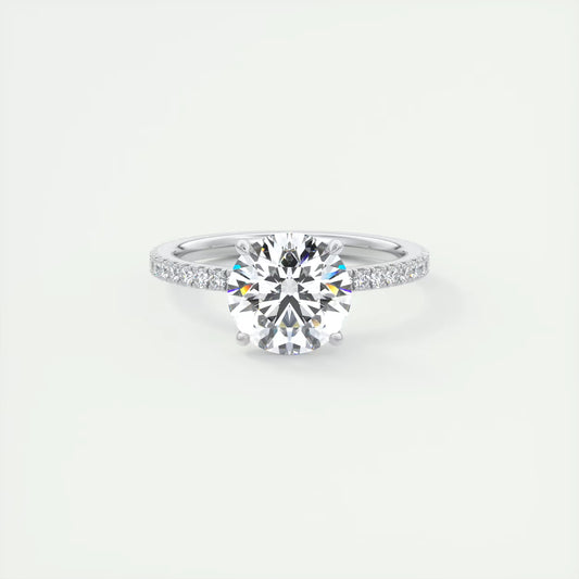 2.25 Ct Harper Classic Pavé Round Solitaire Pavé Setting Ring