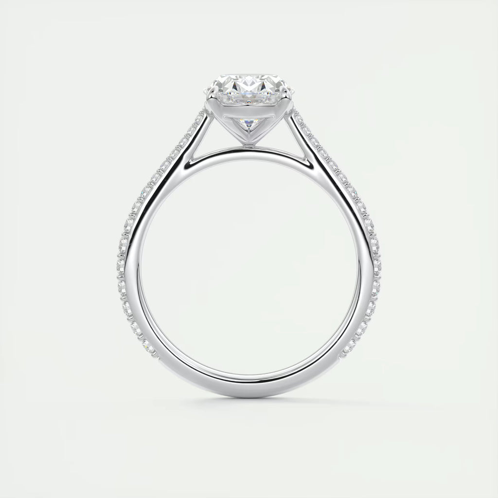 2.30 Ct The Cathedral Pavé Oval Solitaire Cathedral Pavé Setting Ring