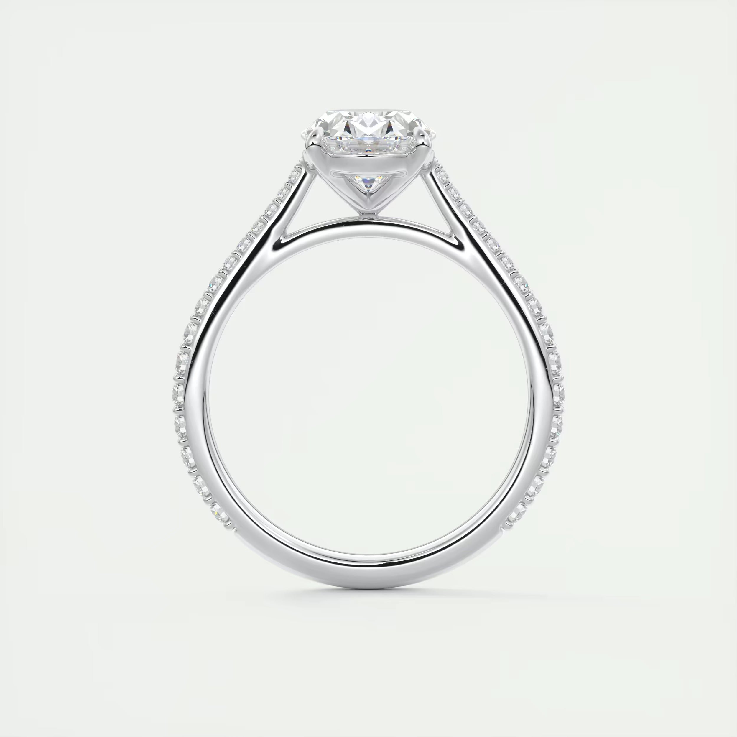 2.30 Ct The Cathedral Pavé Oval Solitaire Cathedral Pavé Setting Ring