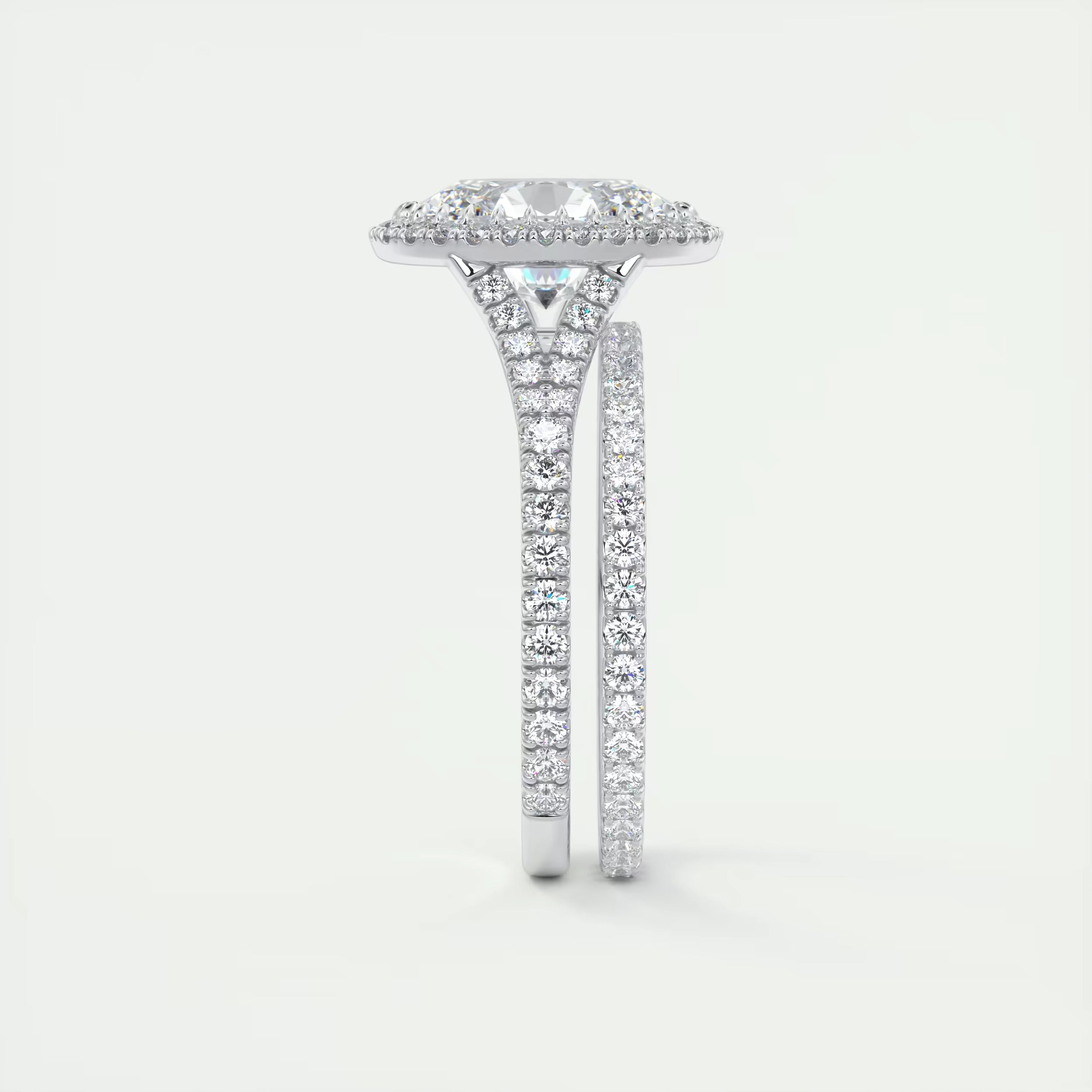 2.60 Ct The French Halo Oval Cut Diamond with Miniature Prongs Ring