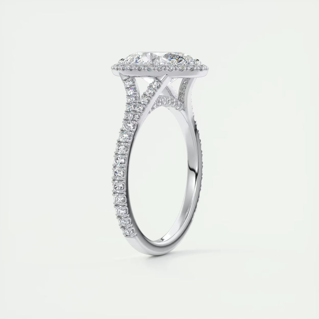 2.60 Ct The French Halo Oval Cut Diamond with Miniature Prongs Ring
