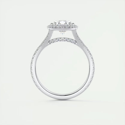 2.50 Ct The French Halo Oval Cut Diamond with Miniature Prongs Ring