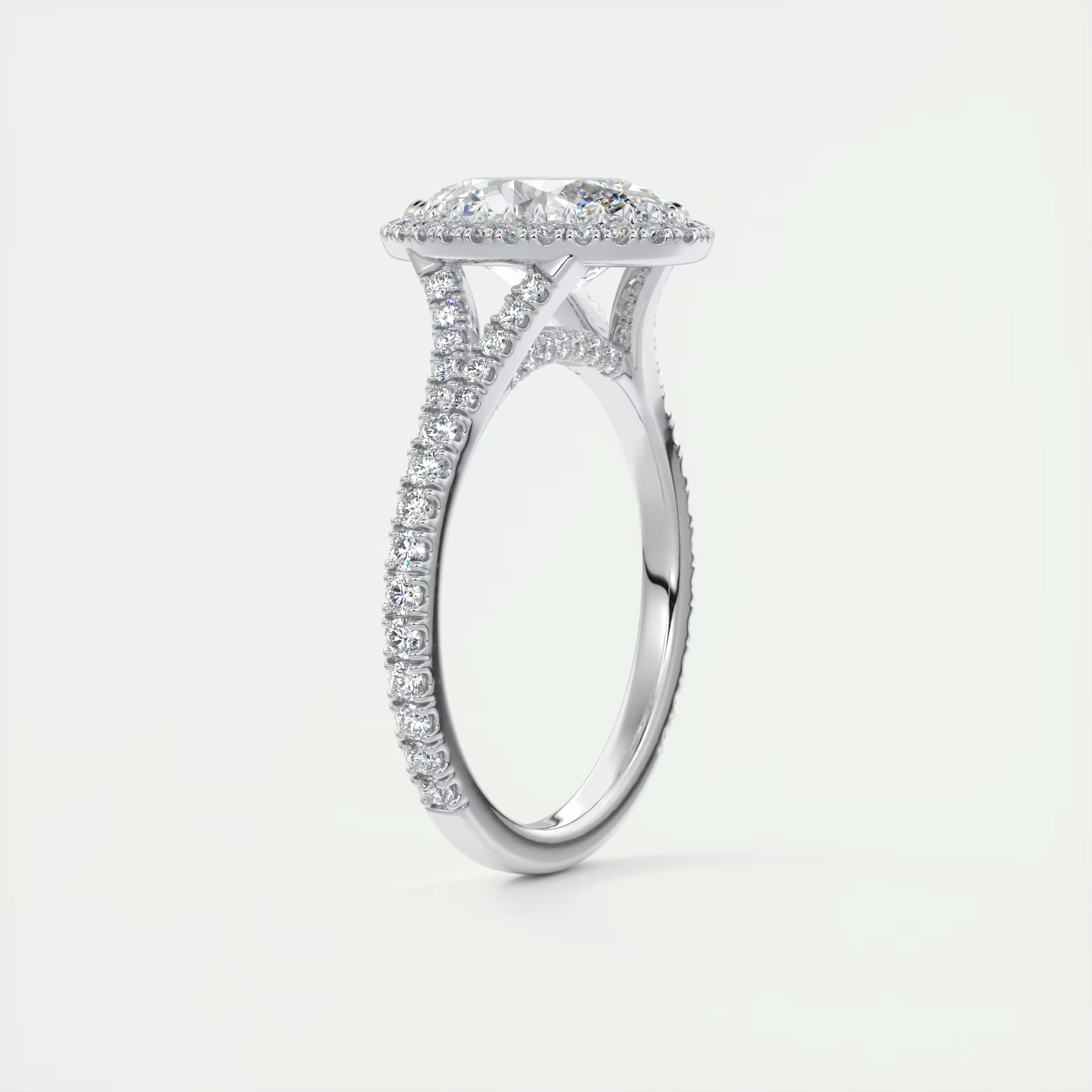 2.50 Ct The French Halo Oval Cut Diamond with Miniature Prongs Ring