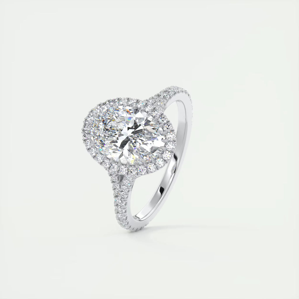 2.50 Ct The French Halo Oval Cut Diamond with Miniature Prongs Ring