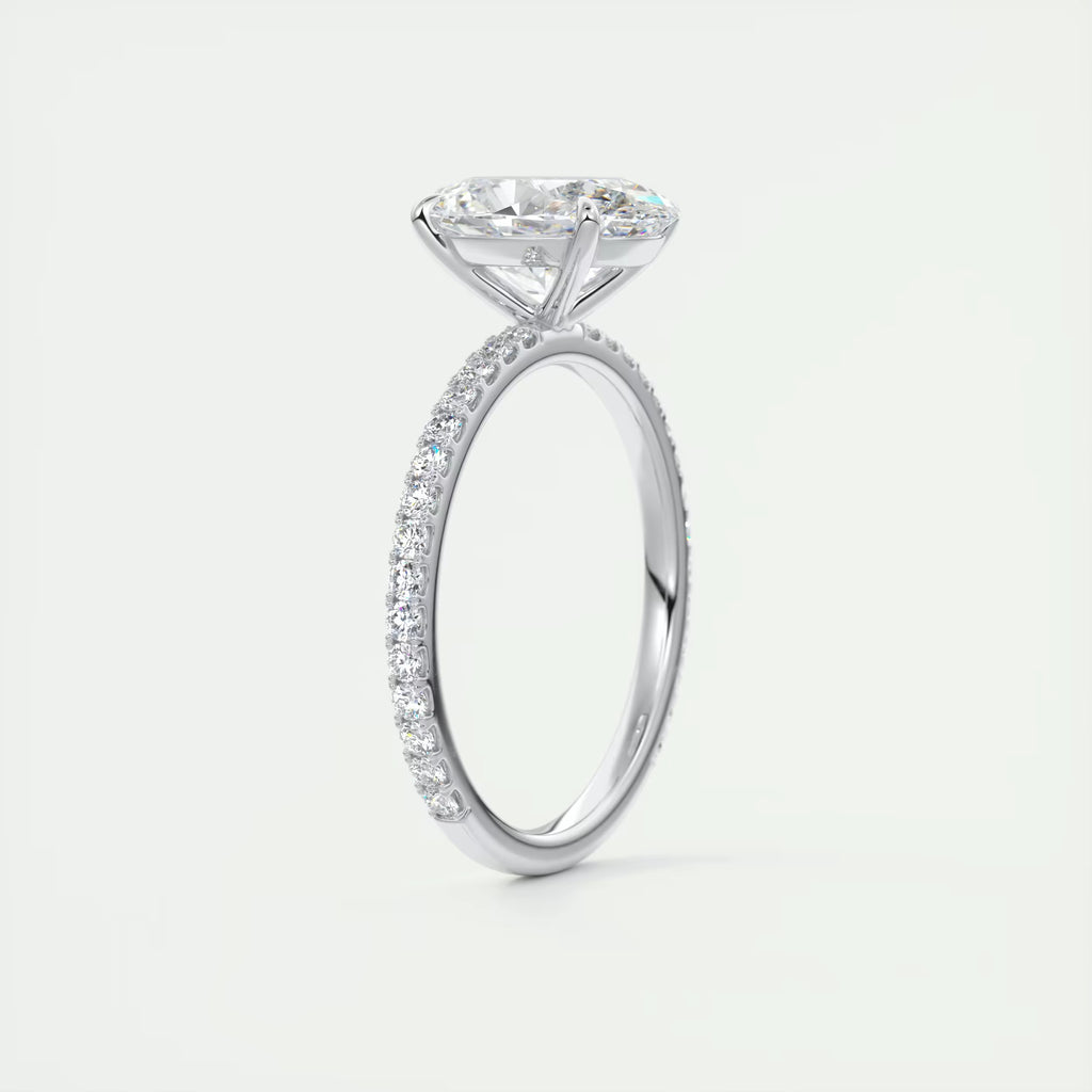 2.25 Ct Harper Pavé Oval  Center with 1.5mm French Set Pavé Ring