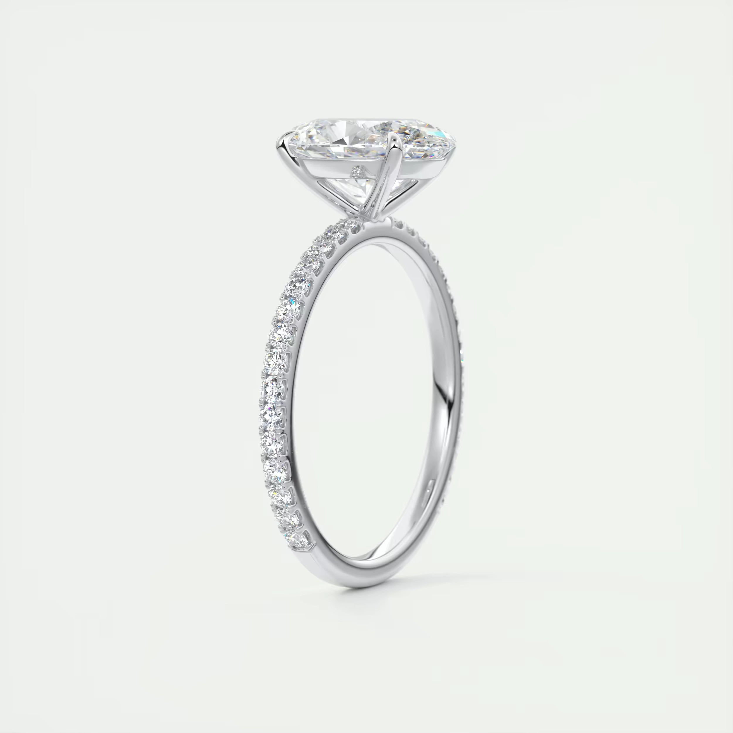 2.25 Ct Harper Pavé Oval  Center with 1.5mm French Set Pavé Ring