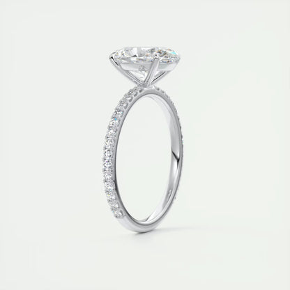 2.25 Ct Harper Pavé Oval  Center with 1.5mm French Set Pavé Ring