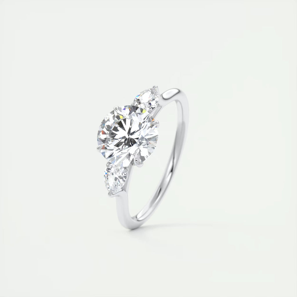 2.80 Ct Round Solitaire Ring Side Stone Three Stone Diamond Engagement Rings